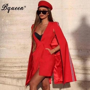 

Bqueen New Fashion Full Cloak Sleeves Dress Sexy Mini Deep V Neck Women Lady Party Dress Vestidos