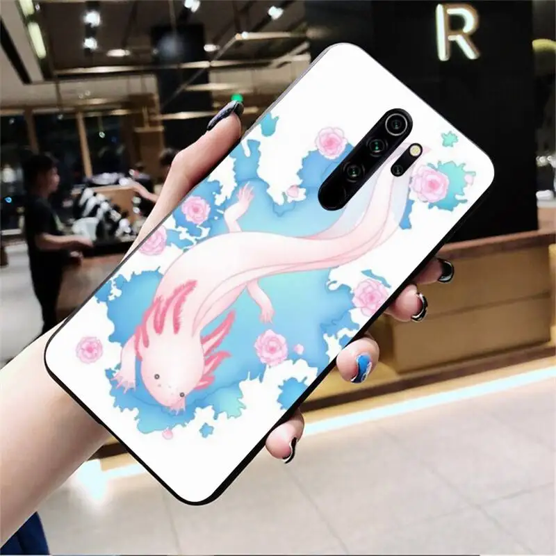 YJZFDYRM Cute Animal Axolotl Coque Shell Phone Case for Redmi Note 9 8 8T 8A 7 6 6A Go Pro Max Redmi 9 K20 xiaomi leather case cosmos blue