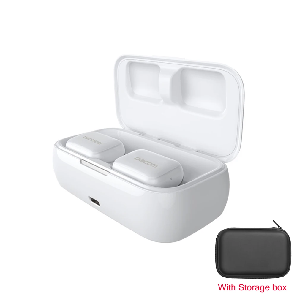 DACOM TWS Мини Bluetooth наушники с микрофоном вкладыши Беспроводные наушники с зарядной коробкой Громкая связь шумоподавление наушник - Цвет: White