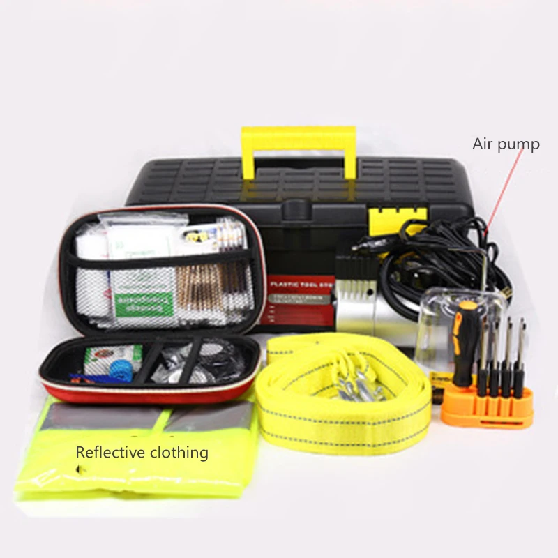 

Emergency toolbox self driving tour self rescue equipment toolbox car tire toolbox combination home first aid maintenance box