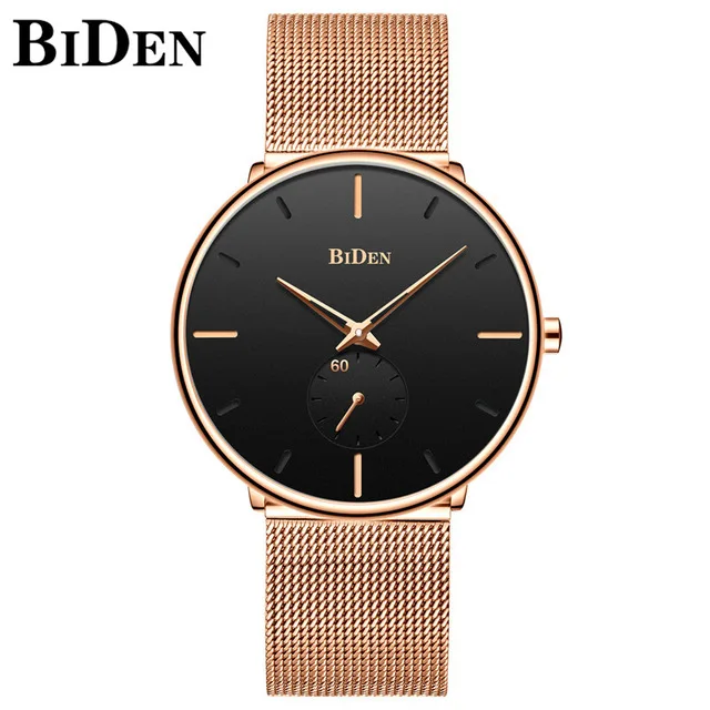 Reloj Hombre BIDEN Top Brand Luxury Men Watches Waterproof Ultra Thin Date Wrist Watch Male Mesh Strap Casual Quartz Clock - Цвет: Color 9