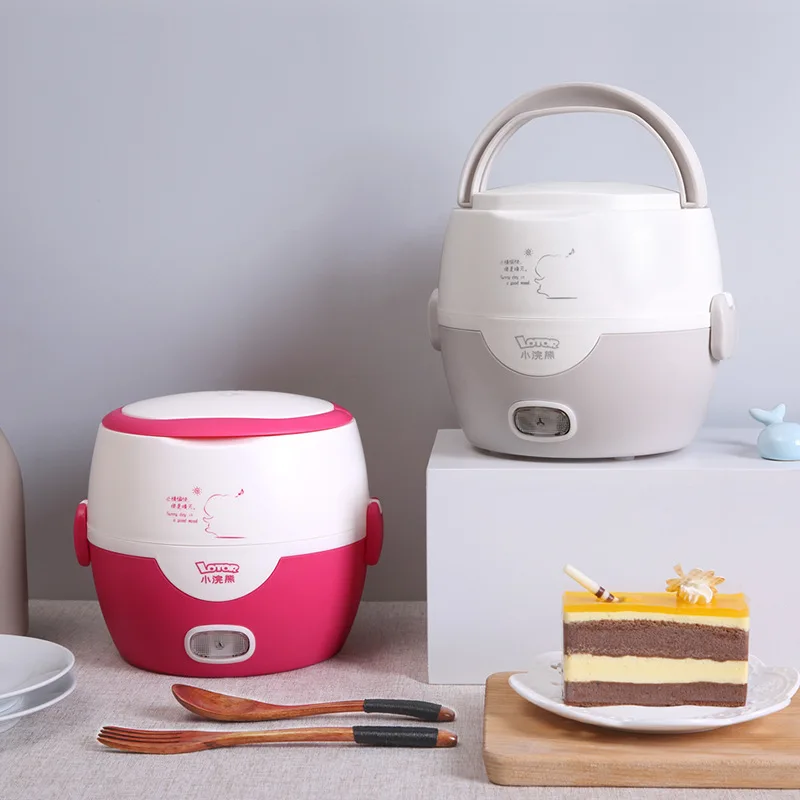

Small Raccoon Electric Lunch Box Double Layer Stainless Steel Liner Cooking Container Multi-functional Plug Container Steaming S