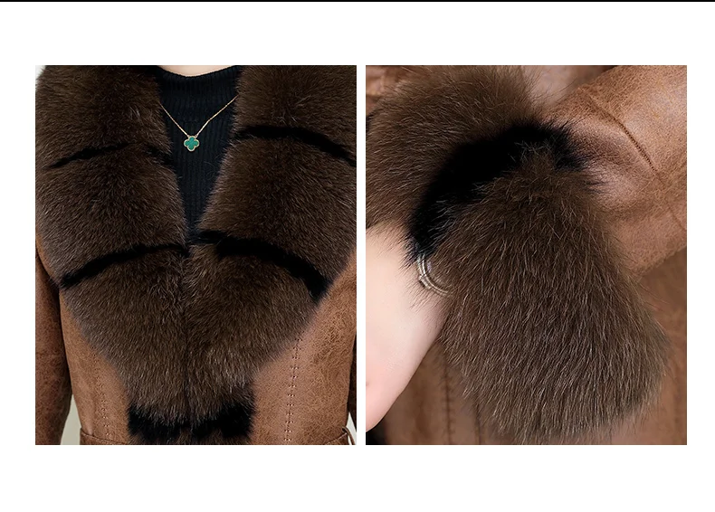 Hot Promotion Rabbit Fur Women Coat with Fox Fur Collar High Quality Winter Coat Women Plus Size Fashion Outerwear Long Coat