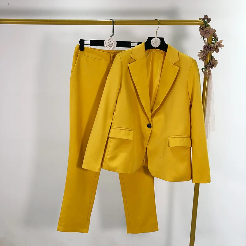 British style autumn new suit suit female suit+ high waist straight trousers two-piece