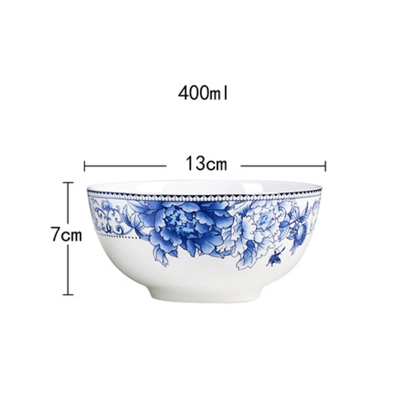 WOURMTH голубая и белая фарфоровая миска для рисового супа в китайском стиле керамическая миска для смешивания - Цвет: 5inch 400ml