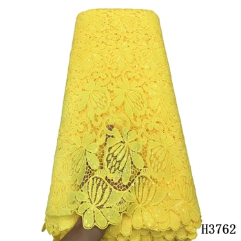 

French Lace Fabric with Sequins New 2020 Embroidery Guipure Cord Lace Fabric White African Lace For Nigerian Wedding HJ3340