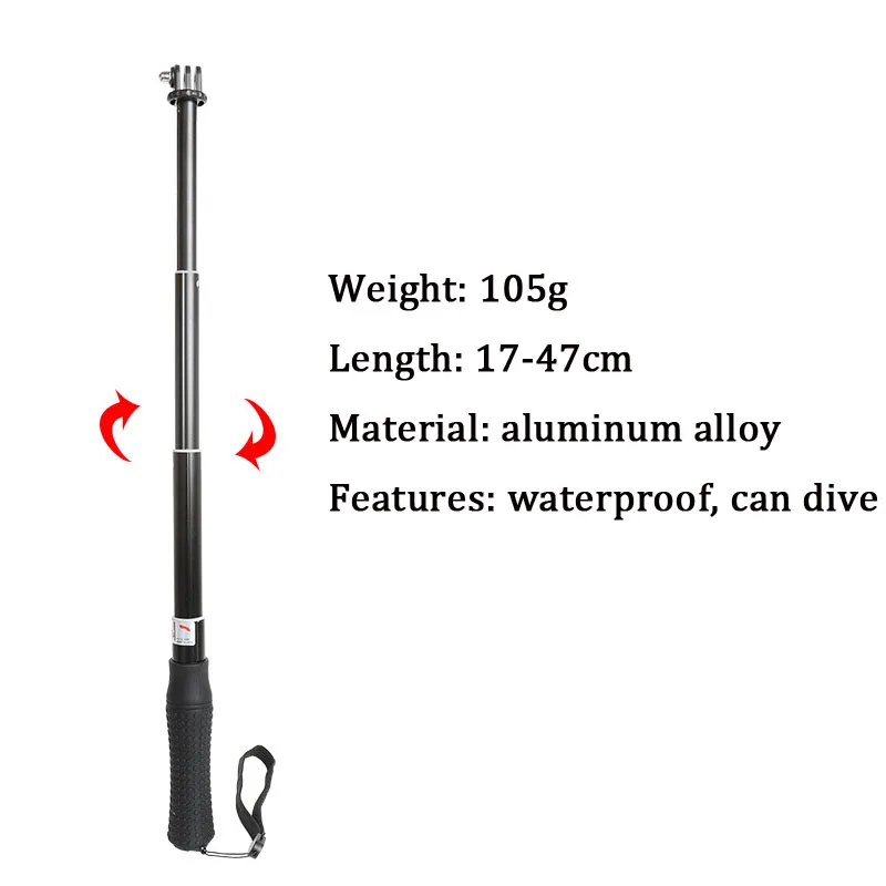 Extendable Waterproof Selfie Stick Monopod Hand Grip Tripod Holder for GoPro Hero 8 7 6 5 SJCAM Yi 4K Action Camera Accessories-2