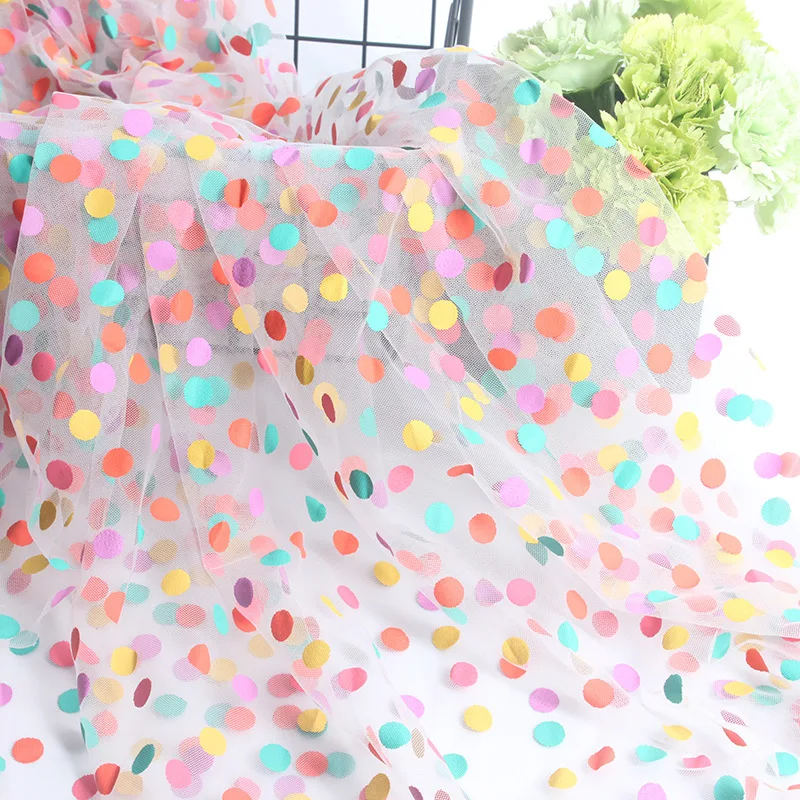 Ширина 150 см Флокирование точка узор мягкий тюль украшение из органзы в сетке для свадьбы сцена Вечеринка юбка пачка платье украшение ткань
