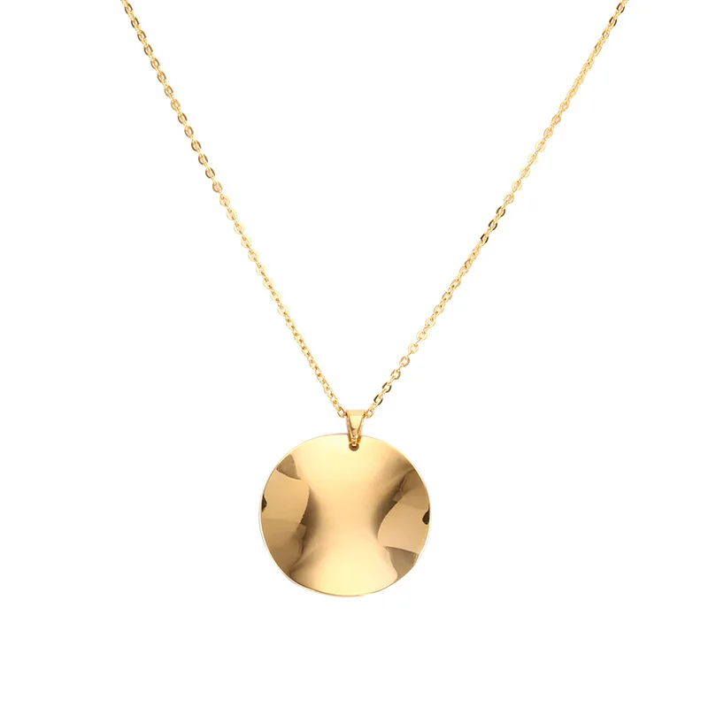 

European And American Minimalist Irregular Circle Sequin 18K Women's Clavicle Necklace Elegant Sweater Chain Pendant Titanium St