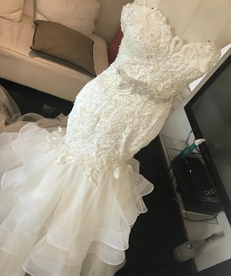 Robe de mariee с бретельками, бисером, топ, Русалка, свадебное платье на заказ
