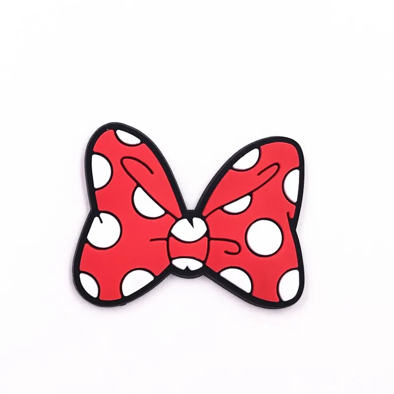 

1PCS Red Bow-knot Cartoon Silicone New Design Mickey Minnie Brooch Animal Icon Badge For Kids Birthday Party Gifts Accessories