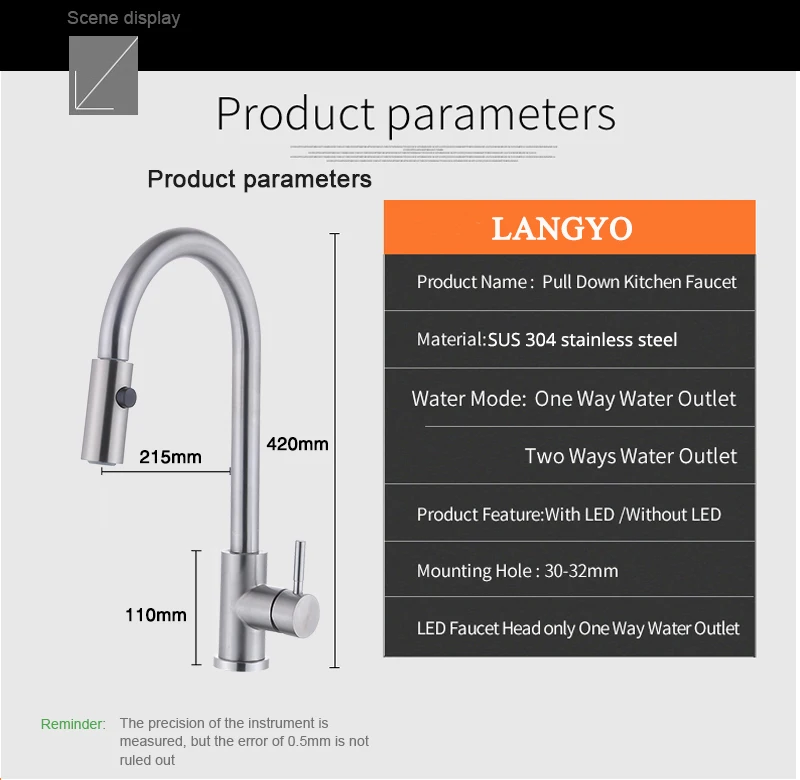 LANGYO 2 Ways Water Kitchen Faucet Cold Hot Swivel Pull Out Spray Taps Sold Brass Deck Mounted Vessel Sink Faucet Mixer Faucet farmhouse kitchen sink