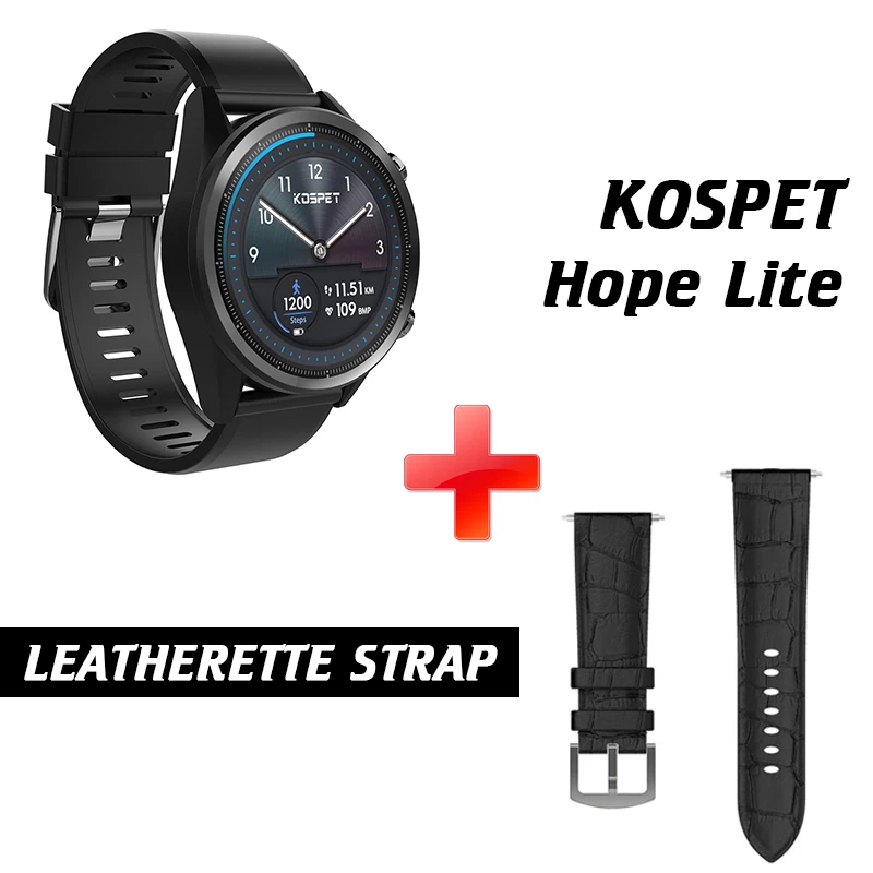Leatherette Strap KOSPET Hope Lite 1 ГБ 16 ГБ Android7.1.1 Dual 4G умные часы для мужчин IP67 620 мАч 8.0MP 1,3" Керамические Смарт-часы телефон для IOS Android - Цвет: Leatherette Strap