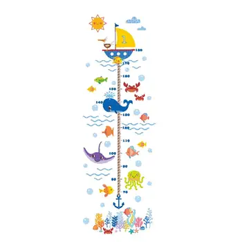 

Cartoon Cartoon Underwater Ocean World Kids Height Measure Decal Removable Wall Stickers DIY Kindergarten Wallpaper Home Kids