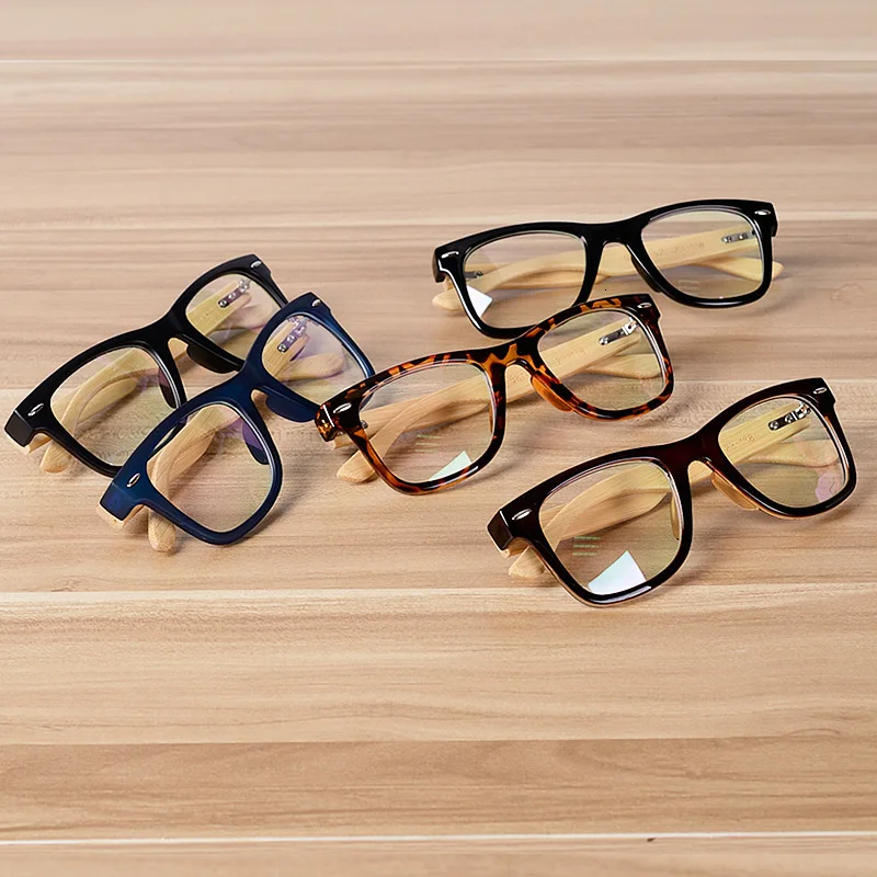 

Korean Mode Eye Gun Glasses Clean Goggles Wood frame from Black Bamboo Blue to nerd