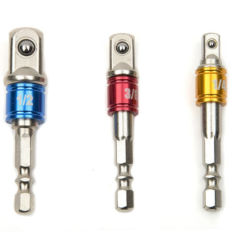 DWZ  3pcs 1/4 3/8 1/2 Hex Drive Bit Power Drill Socket Driver Extension Adapter