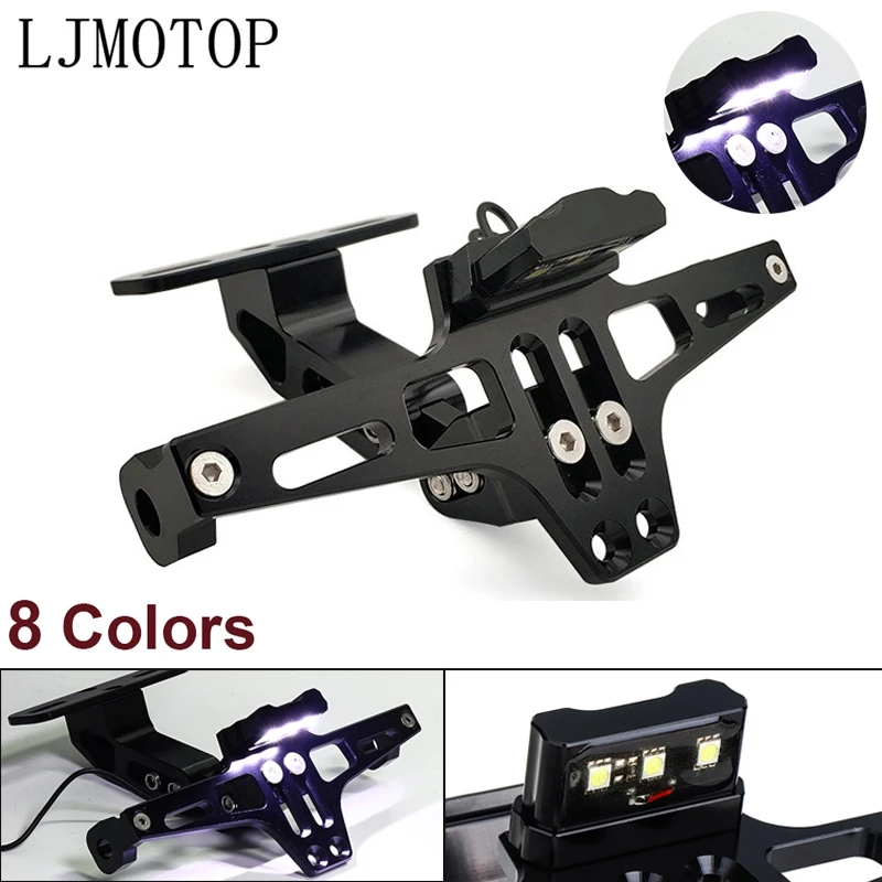 

Motorcycle License Plate Frame Holder Adjustable Angle + LED Light CNC For KTM 450EXC-R 450SMR 500EXC 500XC-W 505SX-F 505XC-F
