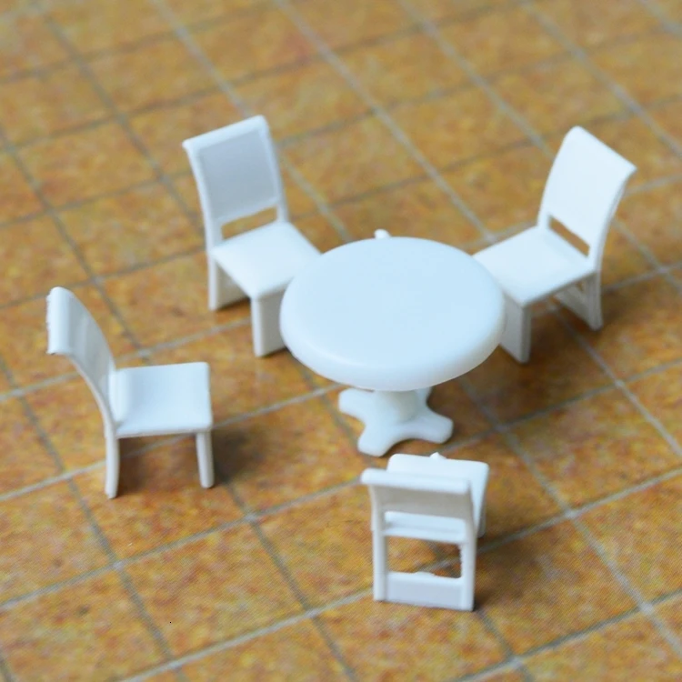 Масштаб модели 1:50 модель круглый обеденный стол и четыре стулья сцены набор Миниатюрный Мебель украшения