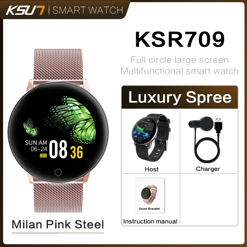 KSR709-SP KSUN KSR709 Men Sport Pedometer Smart Watch IP68 Waterproof Fitness Tracker Heart Rate Monitor Women Clock Smartwatch - Цвет: KSR709-SP