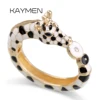 New Arrived Trendy Statement Enamel Bangle Cuff Bracelet Fashion Colorful Animal Zebra Bracelet Chunky Bangle for Women 1