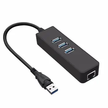 

50pcs 3 Port USB 3.0 Hub 10/100/1000Mbps Gigabit Ethernet Adapter USB to RJ45 Lan Network Card for Windows MacOS laptop