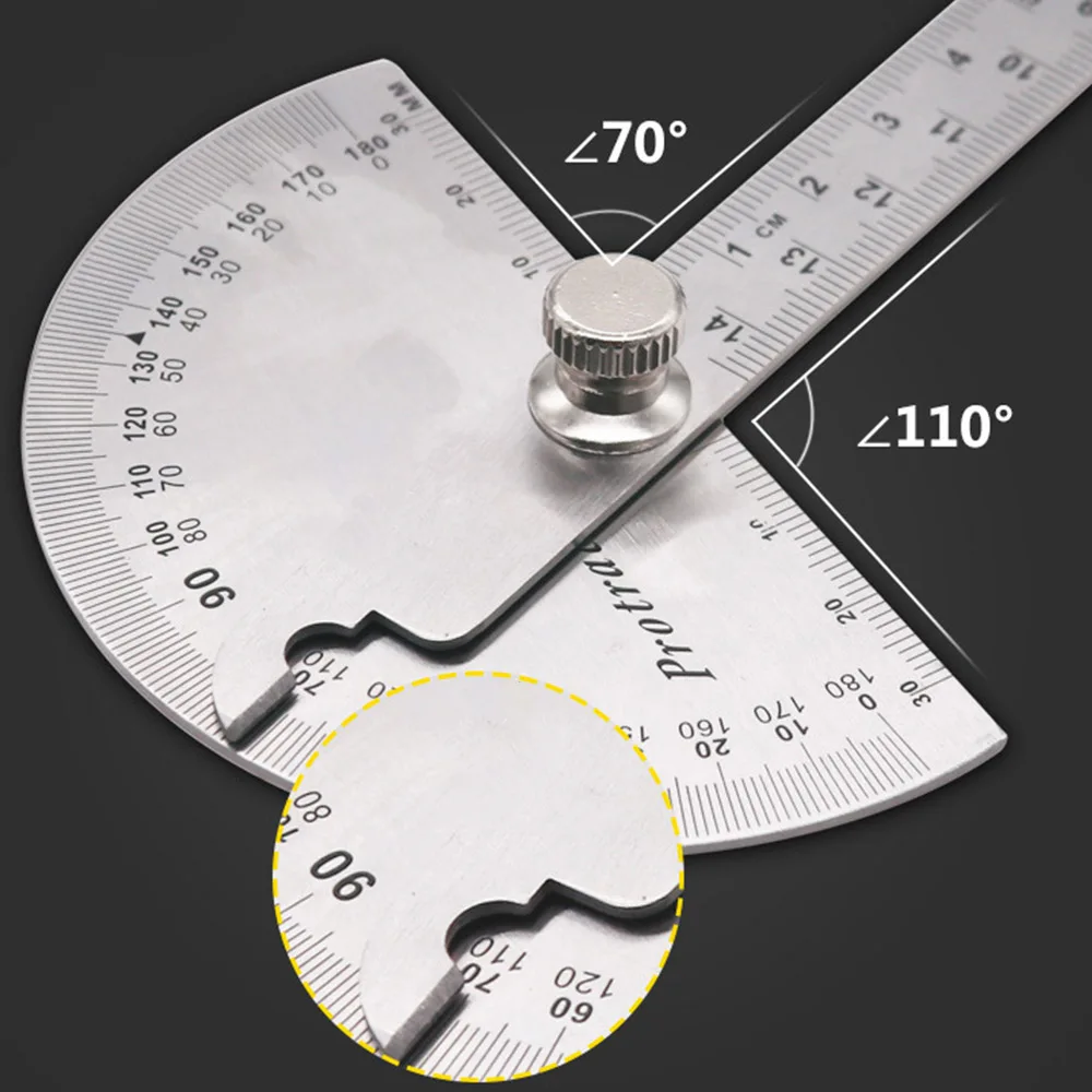 0-180 градусов угловая линейка круглая головка роторный транспортир 100-150 мм Регулируемый универсальный измерительный инструмент из нержавеющей стали