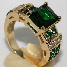Fashion Luxury Popular Shiny Green Zircon Female Engagement Wedding Ring