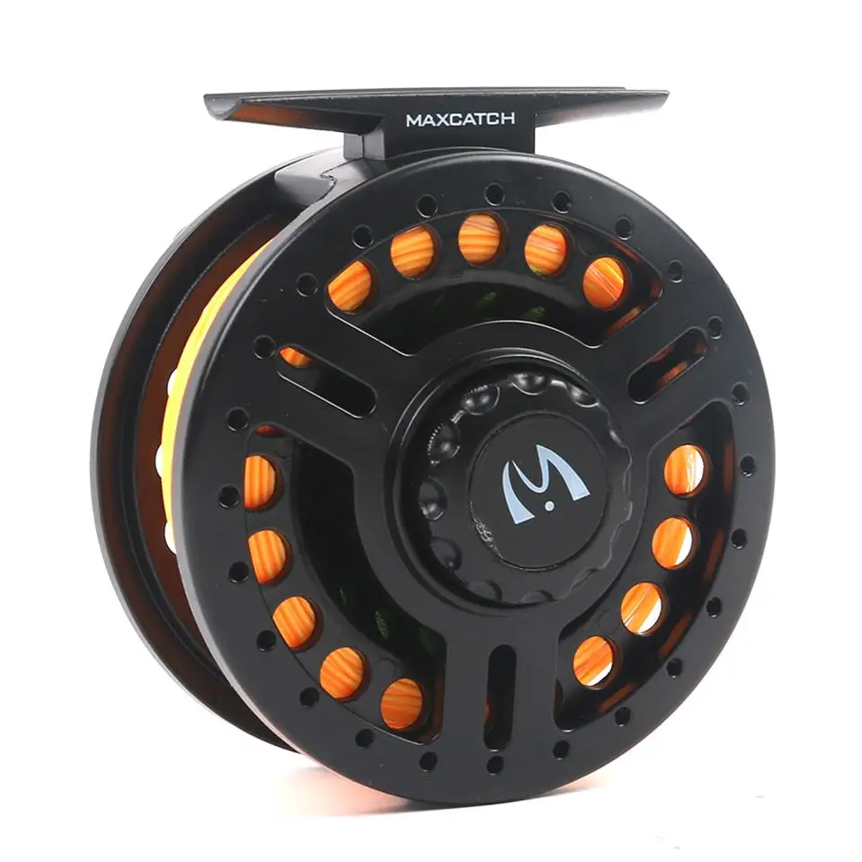 Maxcatch 5-8WT пластиковая средняя-большая катушка для ловли нахлыстом Арбор с весом вперед плавающая Летающая леска Leaders Combo - Цвет: reel and line combo