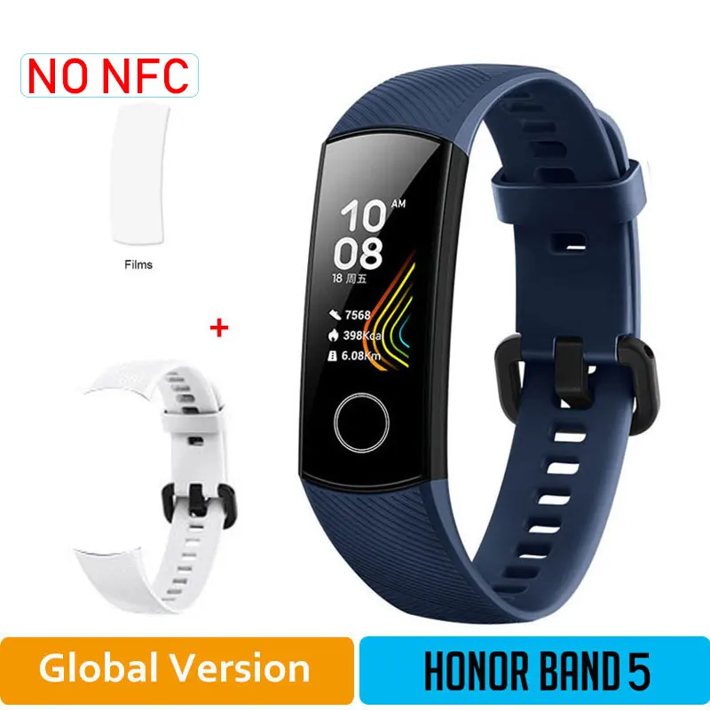 Глобальная версия HONOR Band 5 Смарт-браслет Оксиметр крови кислород несколько циферблатов сердечного ритма фитнес-трекер сна шагомер NFC - Цвет: GLBlue5moW