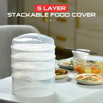 

Transparent Food Storage Container 5-Tier Stackable Produce Saver with Lid Fridge and Kitchen Organizer Fast delivery Support
