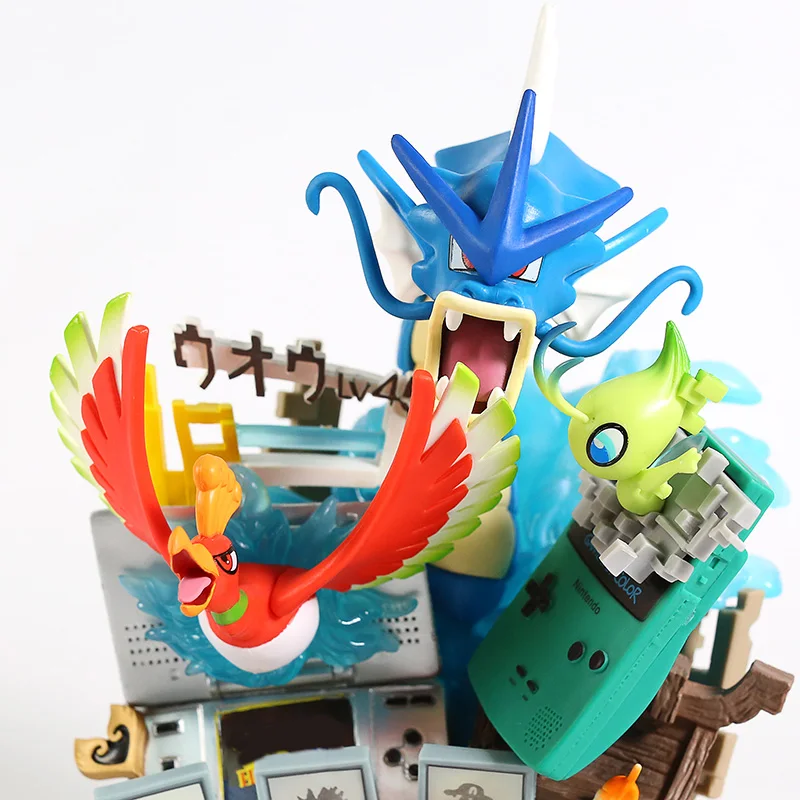 Аниме мультфильм Монстры Gyarados Покемон HO-oh Celebi Chikorita Lugia Gameboy фигурка Коллекционная модель игрушки
