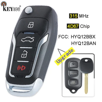 KEYECU 314MHz 4D67 Chip HYQ12BBX/ HYQ12BAN Upgraded Flip 3+1 4 Button Remote Key Fob for Toyota 4Runner 2003-09 Sequoia 2004-07 1