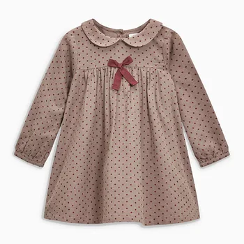 

Coffee Dot Baby Girls Dress for Kids Clothes Autumn Children Draped Dress Toddler Girls Long Sleeve Dresses Little maven