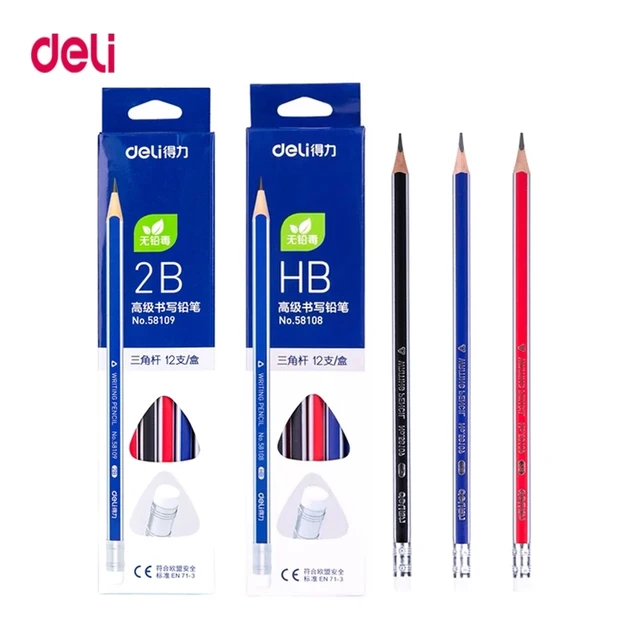 12 Pieces Drawing Pencils Wood-base Pencils Kids Writing Set Comfortable  Grip HB Lead Gift Bag