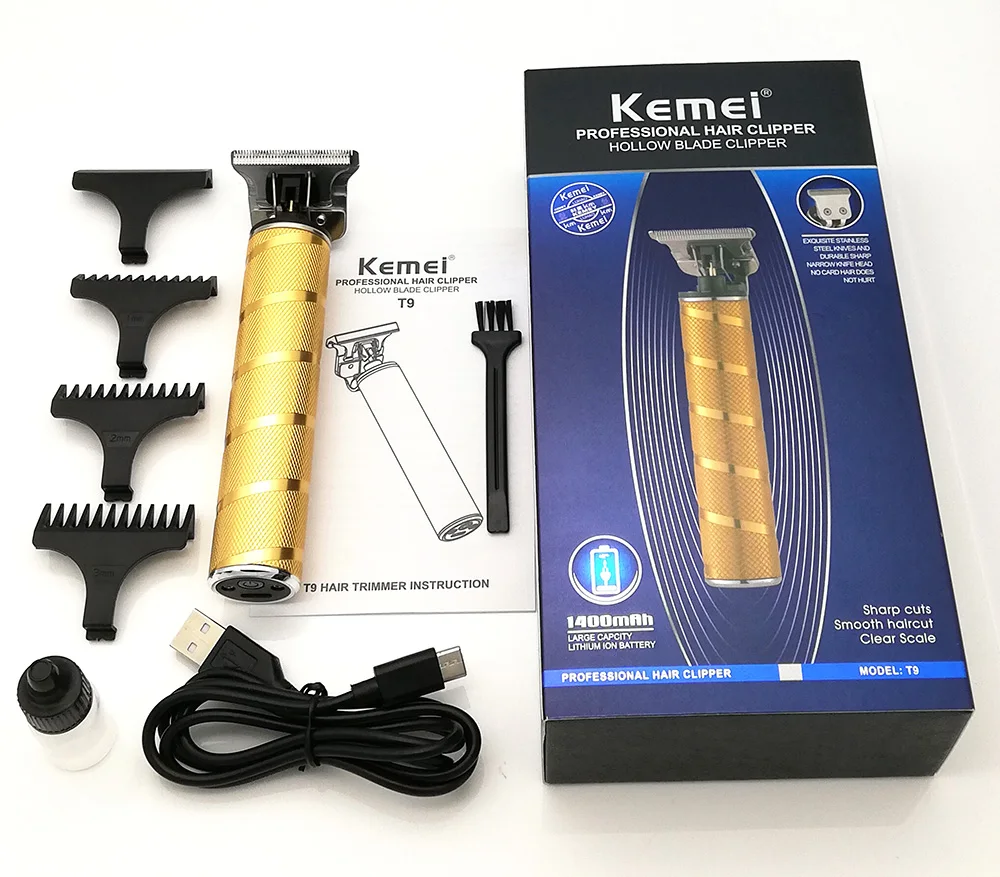 

Kemei T9 Pro Li Skeleton Heavy Hitter Cordless Trimmer Men 0mm Baldheaded Hair Clipper Finish Hair Cutting Machine