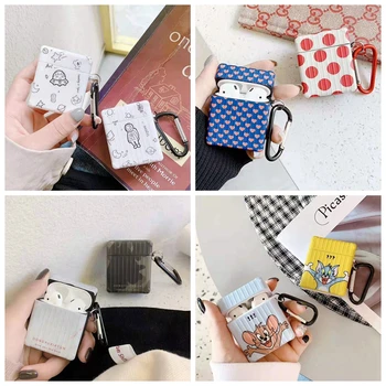 

For AirPods Case 3D Personality Couple Curved Suitcase Case For Airpods 2/i10/i11TWS Protect Cover with Carabine Hook