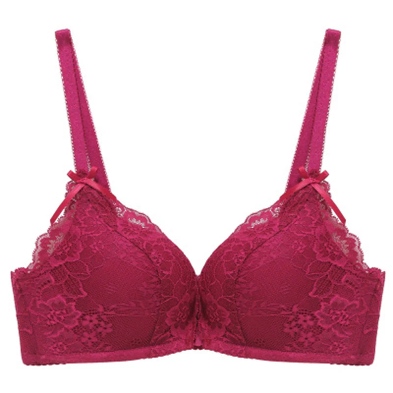 PAERLAN Gathered Sexy FLoral Lace Lingerie Bow Adjustable Front Buckle Comfortable Women's Bra Without Underwire | Женская одежда