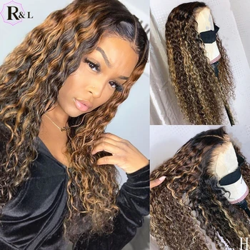 

RULINDA 250% Density Curly Lace Front Human Hair Wigs With Baby Hair Ombre Colored Brazilian Remy Hair 360 Lace Frontal Wigs