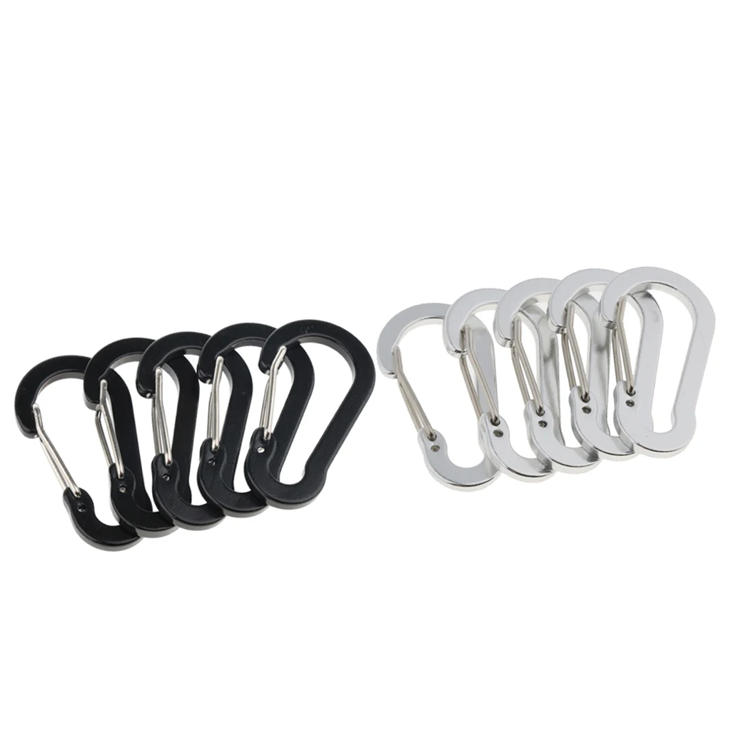 10pcs Mini Aluminum Wiregate Carabiners D Shape Spring Loaded Gate Small D Ring Carabiner Clip, Lightweight Hook Keychain