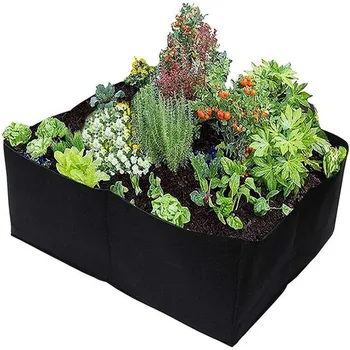

Non-Woven Fabric Garden Plant Bed 4-Hole Rectangular Planting Container Planting Bag Planter Potted Plant Flower Vegetable Plan