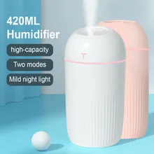Humidifier 80*80*148mm 420ml Electric Air Diffuser Aroma Oil Humidifier White/Pink LED Night Light Up Home Defuser