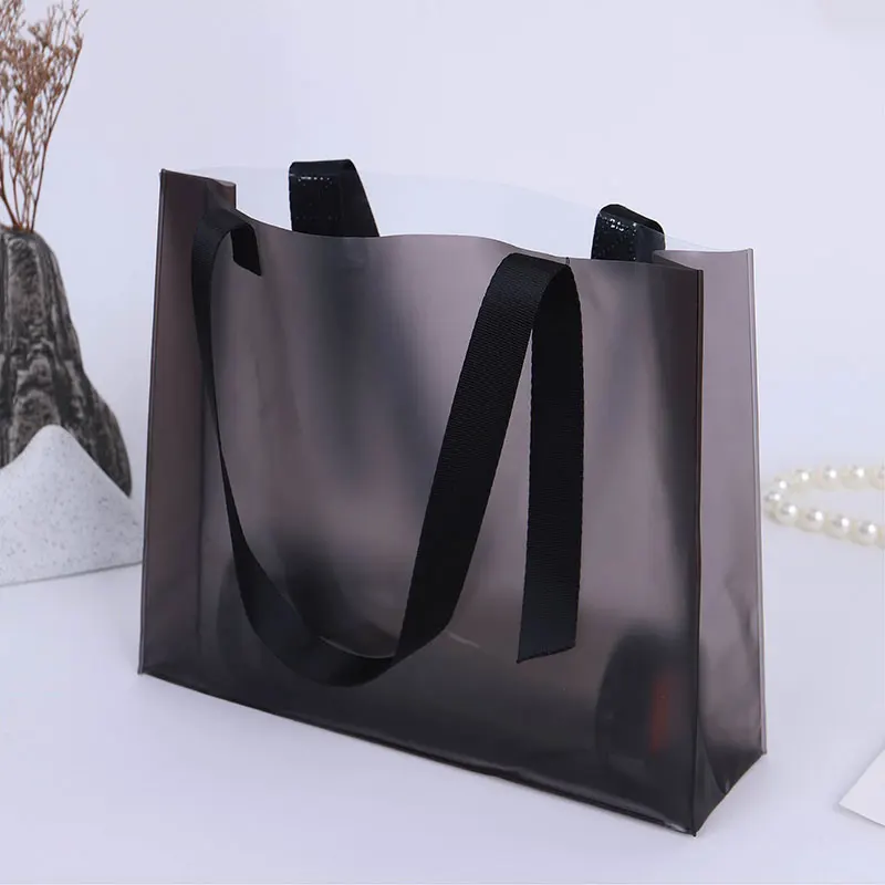 S/M/L 3 색 재사용 방수 대용량 투명 서리로 덥은 가방 PVC 다기능 식료품 의류 쇼핑 토트