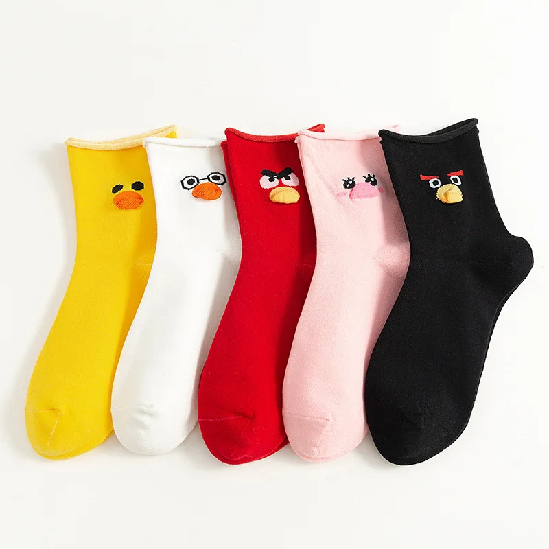Забавные Женские носочки с изображением животных из мультфильмов, кавайная утка, птица, стиль 3D, женские носки из хлопка, Прямая поставка