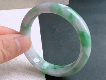 

Natural Burmese Jadeite 54-64mm Green Two-tone Bracelet Elegant Princess Jewelry Send Mom to Girlfriend