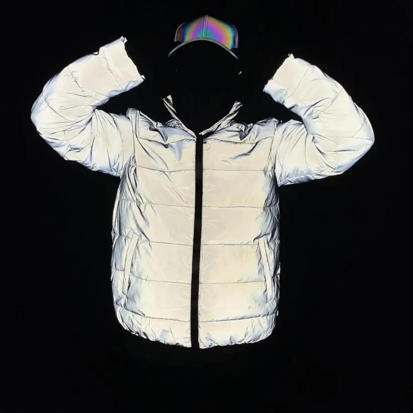 Winter reflective coat men women cotton-padded reflective jacket 2020 fashion thicken warm down cotton parka mannen jas 4