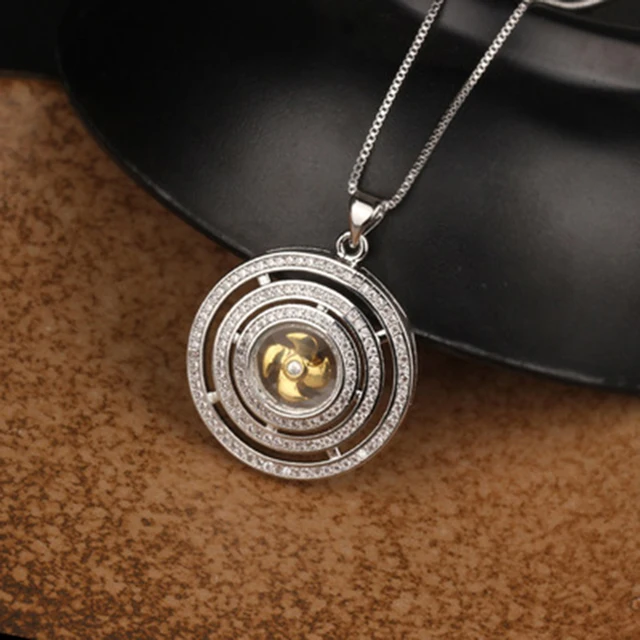 New Arrival Rotatable Windmill Pendant Necklace AAA Cubic Zirconia Pave Gold Silver Color Crystal Necklace Jewelry Women Men Style 15