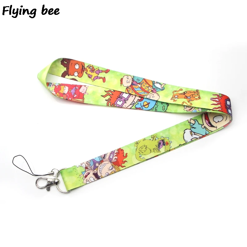 Flyingbee Funny Kawaii Kids Lanyard Phone Rope Keychains Phone Lanyard For Keys ID Card Cartoon Lanyards For Men Women X0380