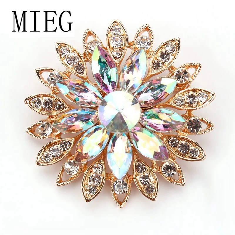 

MIEG AB Crystal Daisy Flower Brooches For Women Fashion Jewelry Wedding Bouquet Brooch Bijouterie Broches Gift