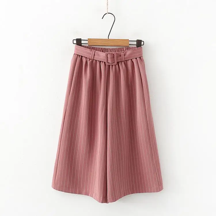 Осенние полосатые женские брюки-карго Falda Pantalon Mujer с высокой талией широкие брюки женские весенние свободные женские брюки - Цвет: Pink Striped