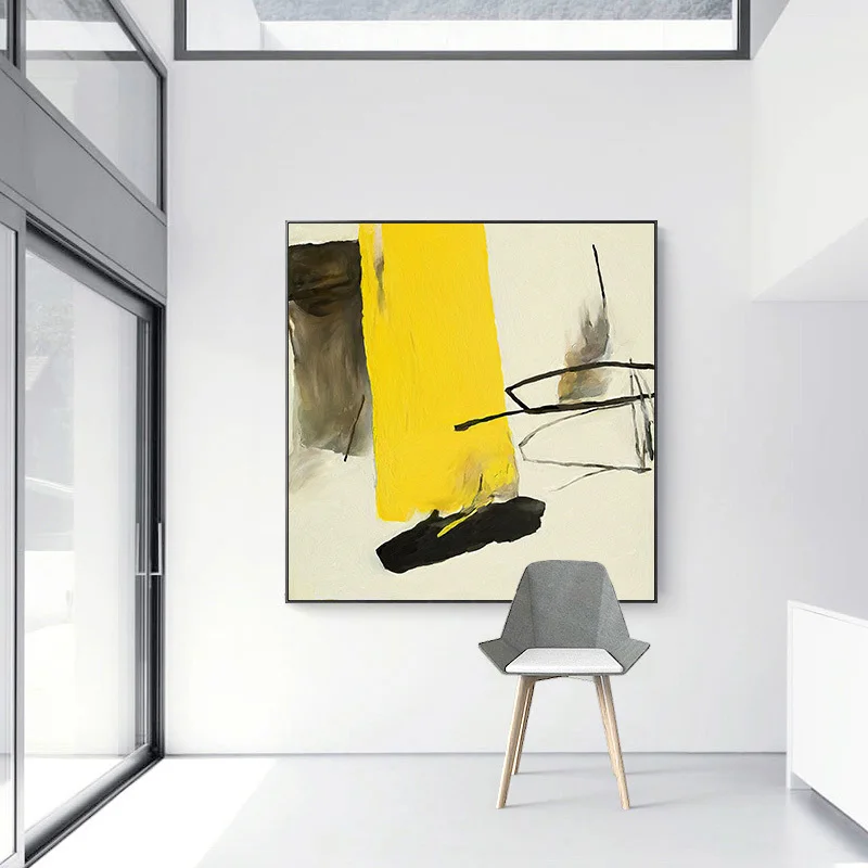 

Hot Abstract Oil Painting Decoration Modern Living Room Painting Restaurant Entrance Mural Office Color Block Hanging Painting